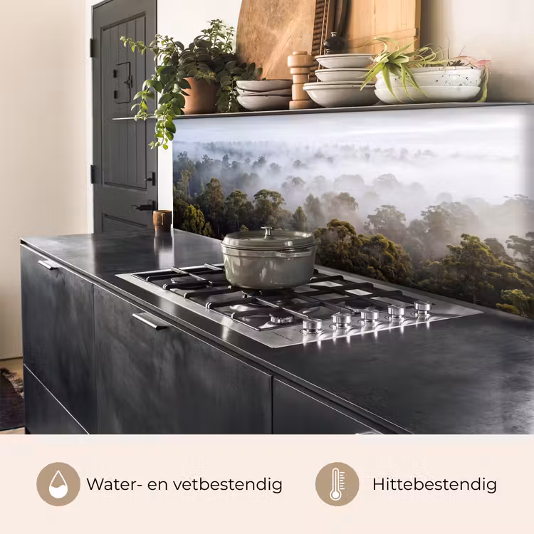 Keuken achterwand - Natuur - Mist - Bos - Ochtend - Goud — 5