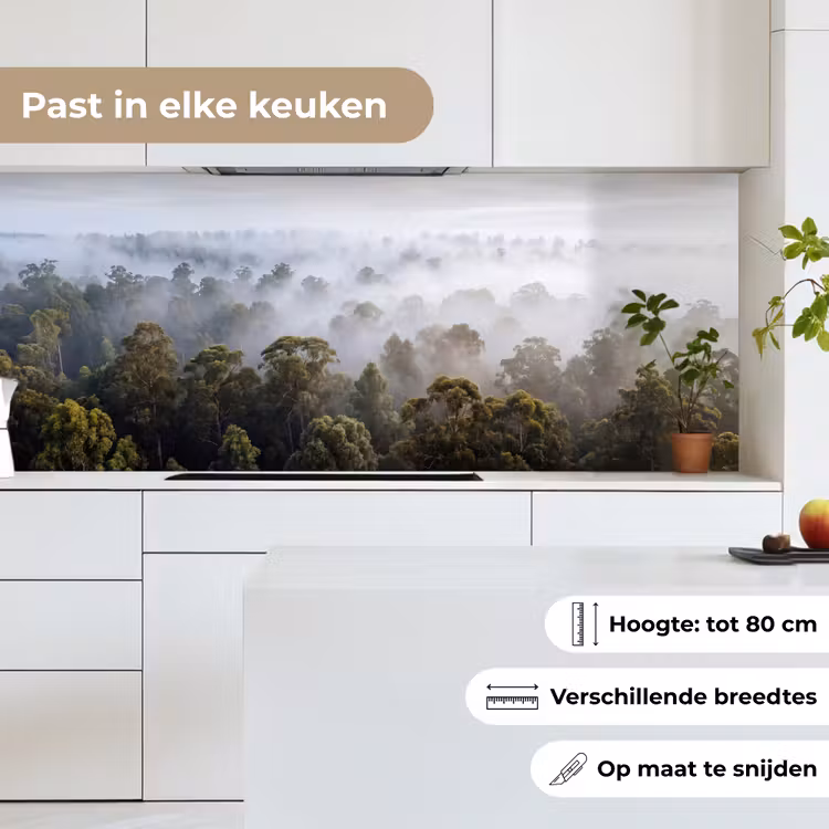 Keuken achterwand - Natuur - Mist - Bos - Ochtend - Goud — 7