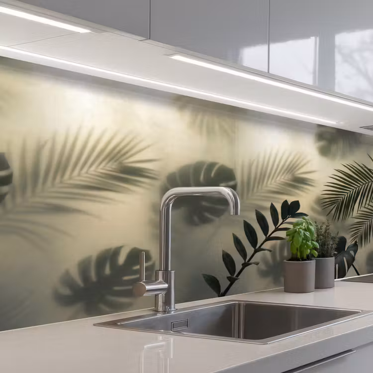 Keuken achterwand - Planten - Bladeren - Schaduwen - Groen - Modern — 2