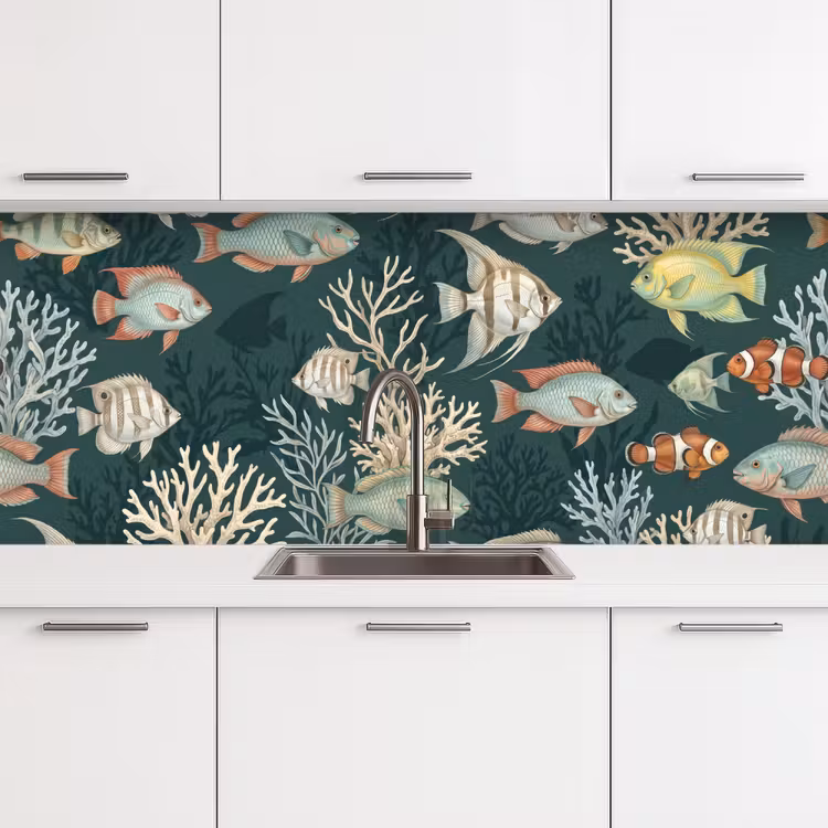 Keuken achterwand - Vis - Koraal - Onderwater - Illustratie — 4