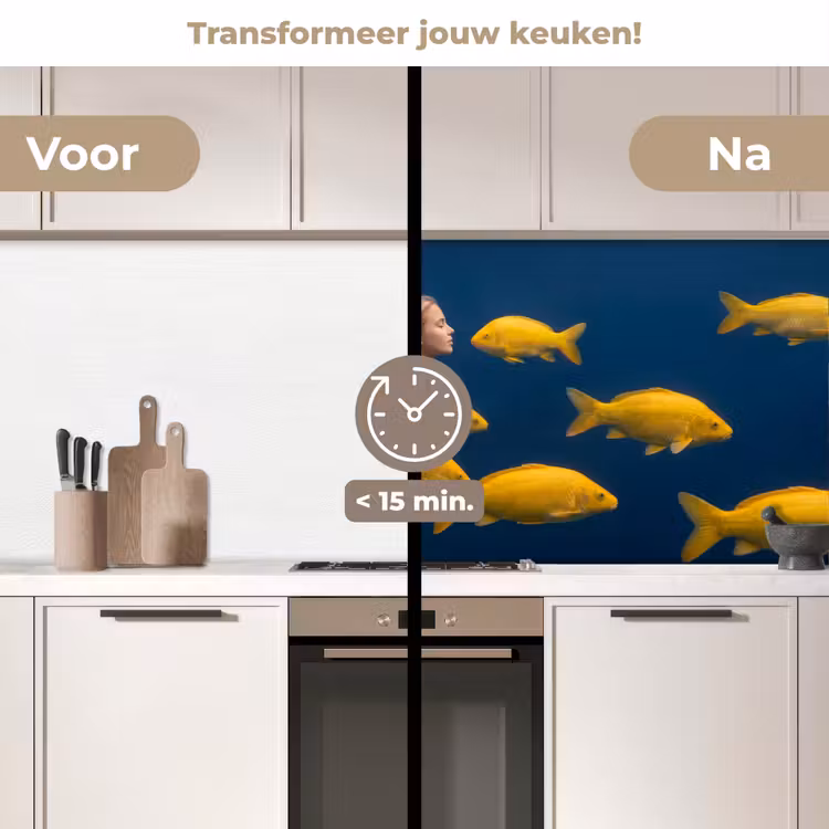 Keuken achterwand - Vrouw - Vis - Water - Natuur - Geel — 3