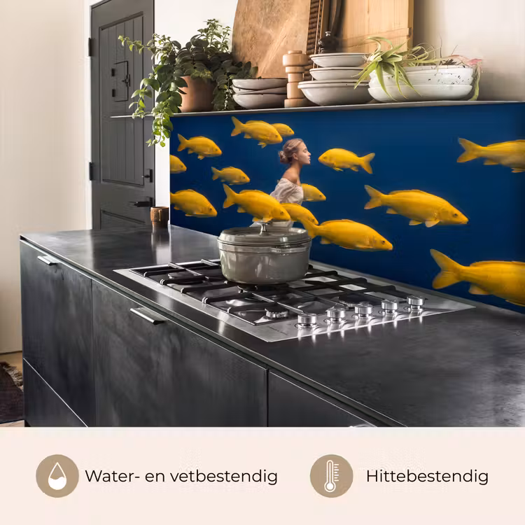 Keuken achterwand - Vrouw - Vis - Water - Natuur - Geel — 5