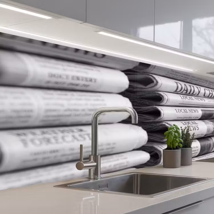 Keuken achterwand - Krant - Stapel - Nieuws - Zwart-wit - Media — 2