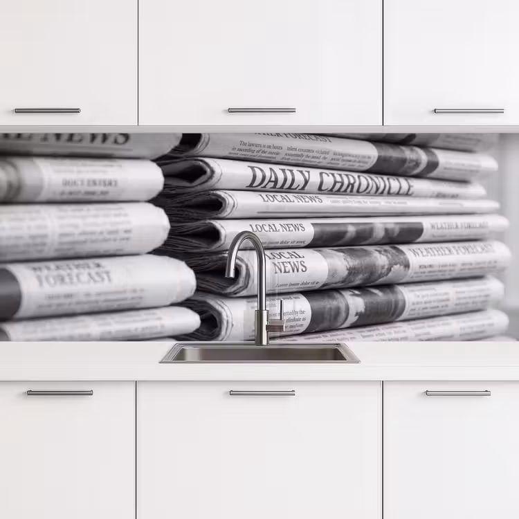 Keuken achterwand - Krant - Stapel - Nieuws - Zwart-wit - Media — 4