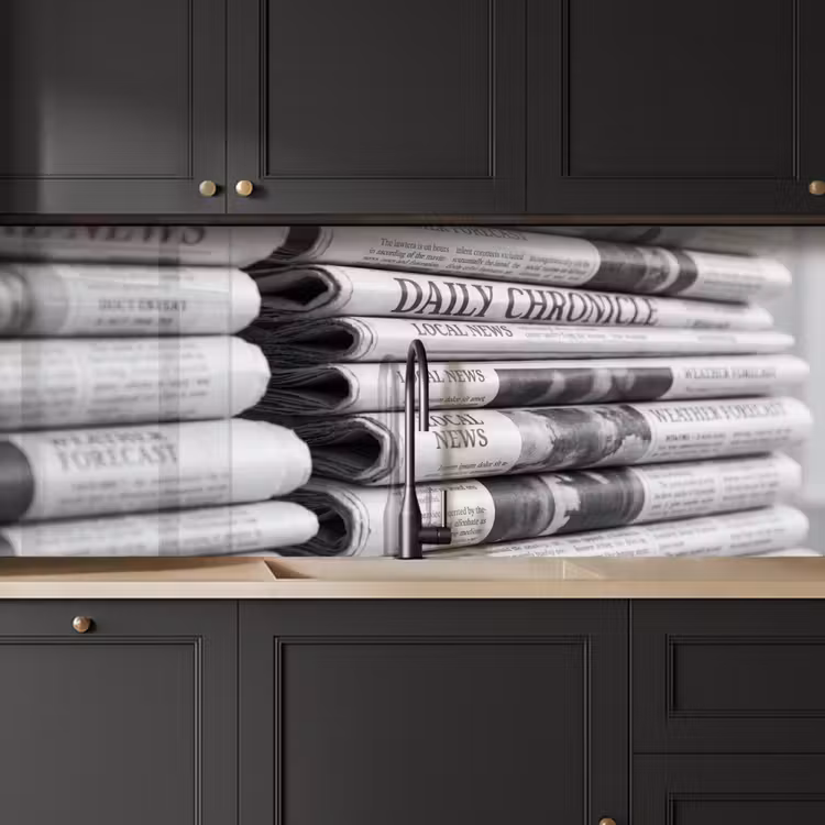 Keuken achterwand - Krant - Stapel - Nieuws - Zwart-wit - Media — 6