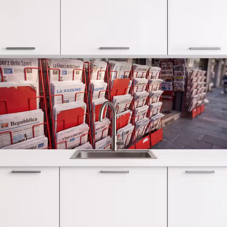 Keuken achterwand - Kranten - Rek - Stedelijk - Dagelijks leven - Rood — 4