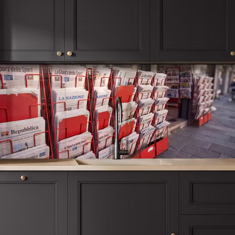 Keuken achterwand - Kranten - Rek - Stedelijk - Dagelijks leven - Rood — 6