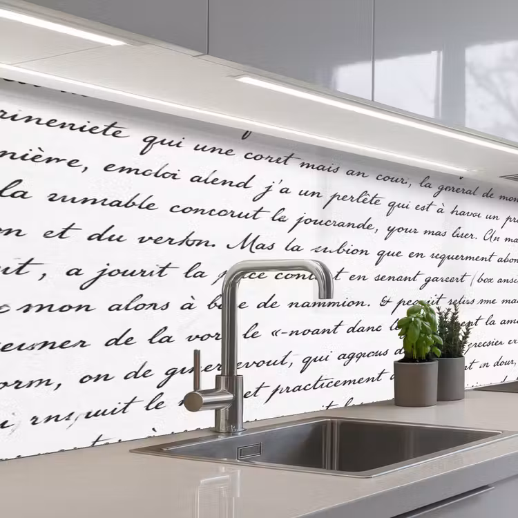 Keuken achterwand - Tekst - Handschrift - Klassiek - ZwartWit — 2