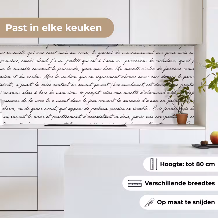 Keuken achterwand - Tekst - Handschrift - Klassiek - ZwartWit — 7