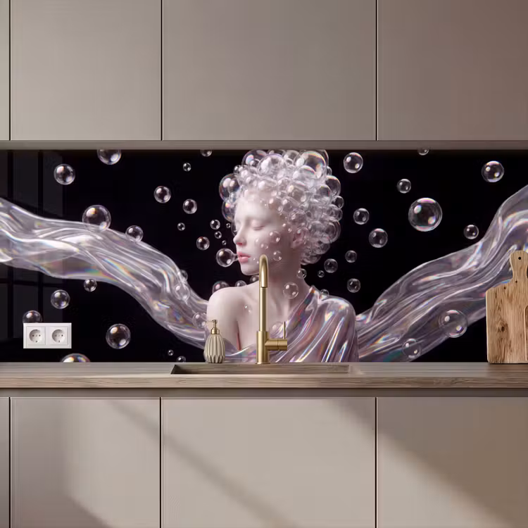 Keuken achterwand - Vrouw - Bellen - Abstract - Kleurrijk — 1
