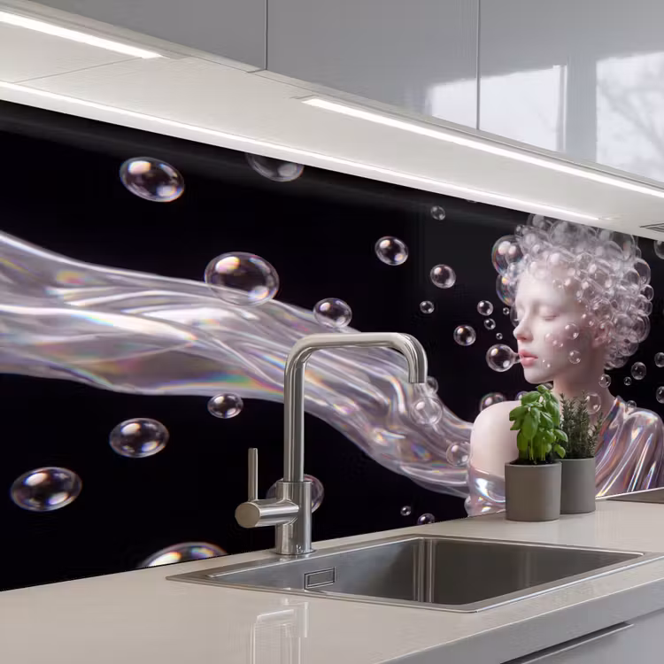 Keuken achterwand - Vrouw - Bellen - Abstract - Kleurrijk — 2