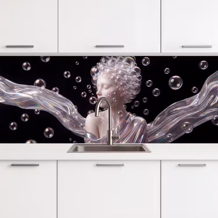 Keuken achterwand - Vrouw - Bellen - Abstract - Kleurrijk — 4