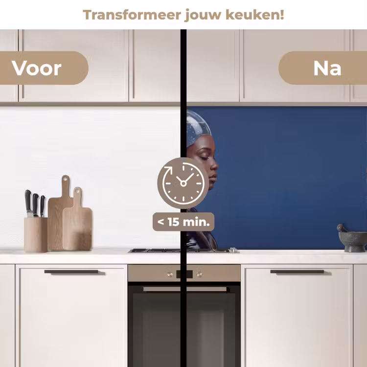 Keuken achterwand - Vrouw - Goudvis - Hoofd - Abstract - Blauw — 3