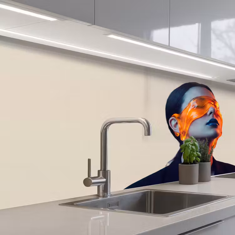 Keuken achterwand - Vrouw - Oranje - Abstract - Modern - Kleurrijk — 2