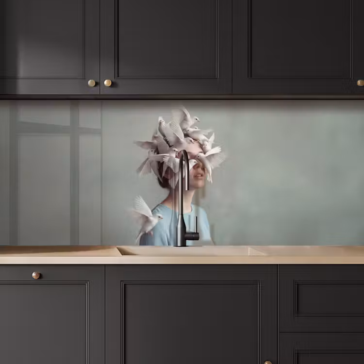 Keuken achterwand - Vrouw - Vogels - Abstract - Modern - Wit — 6