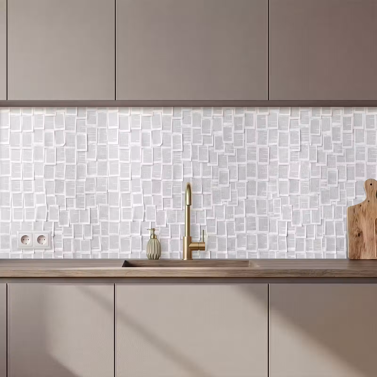 Keuken achterwand - Papier - Overlappend - Textuur - Modern - Wit — 1