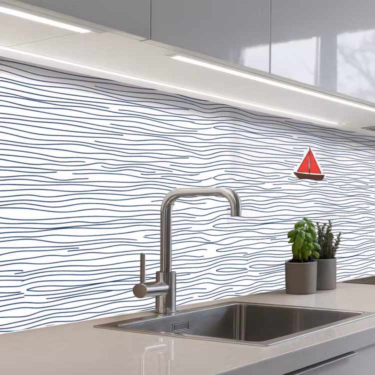 Keuken achterwand - Boot - Water - Rood - Illustratie - Minimalistisch — 2