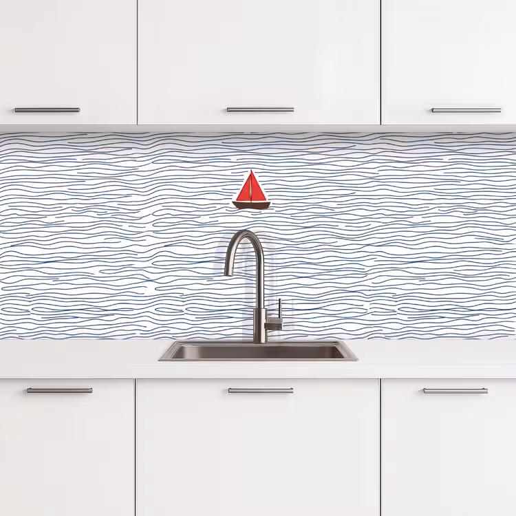 Keuken achterwand - Boot - Water - Rood - Illustratie - Minimalistisch — 4