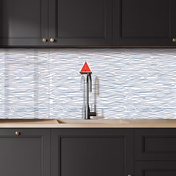 Keuken achterwand - Boot - Water - Rood - Illustratie - Minimalistisch — 6