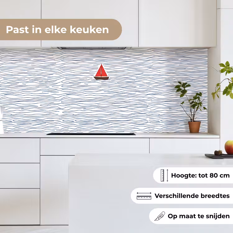 Keuken achterwand - Boot - Water - Rood - Illustratie - Minimalistisch — 7