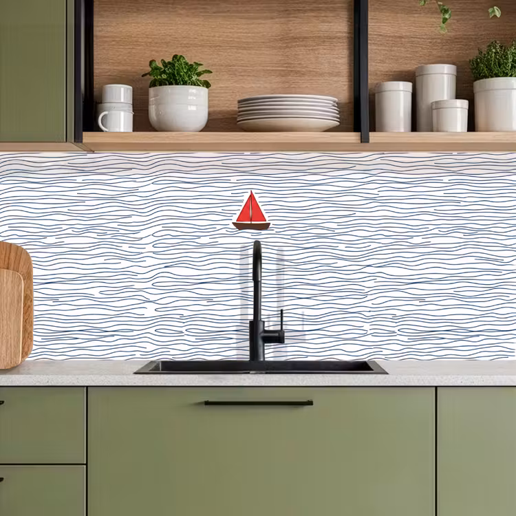 Keuken achterwand - Boot - Water - Rood - Illustratie - Minimalistisch — 8
