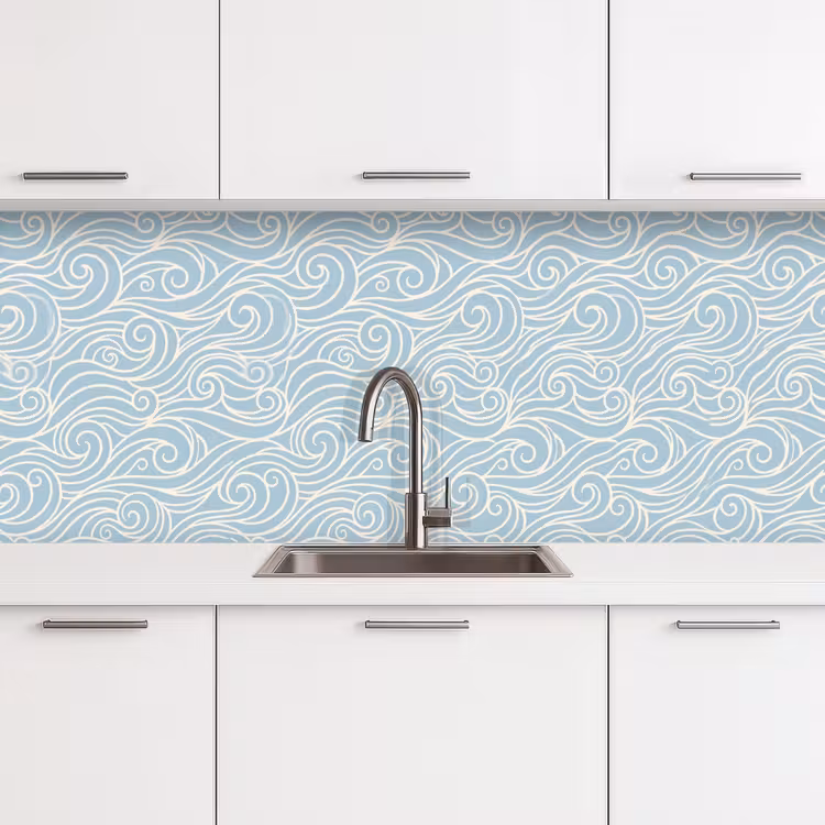 Keuken achterwand - Golf - Abstract - Natuur - Modern - Blauw — 4