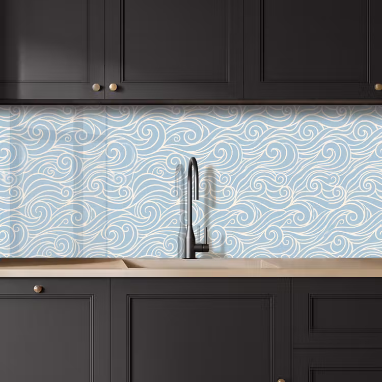Keuken achterwand - Golf - Abstract - Natuur - Modern - Blauw — 6