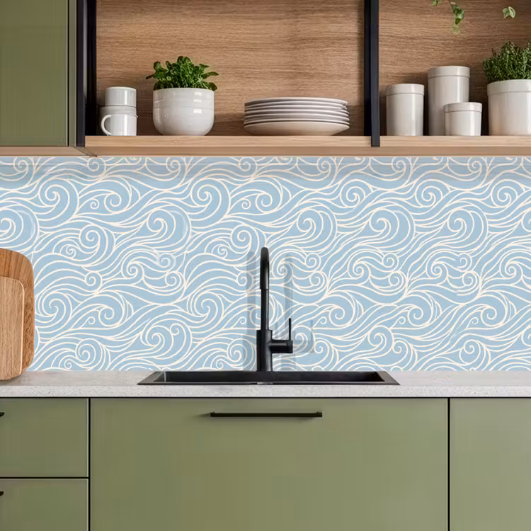 Keuken achterwand - Golf - Abstract - Natuur - Modern - Blauw — 8