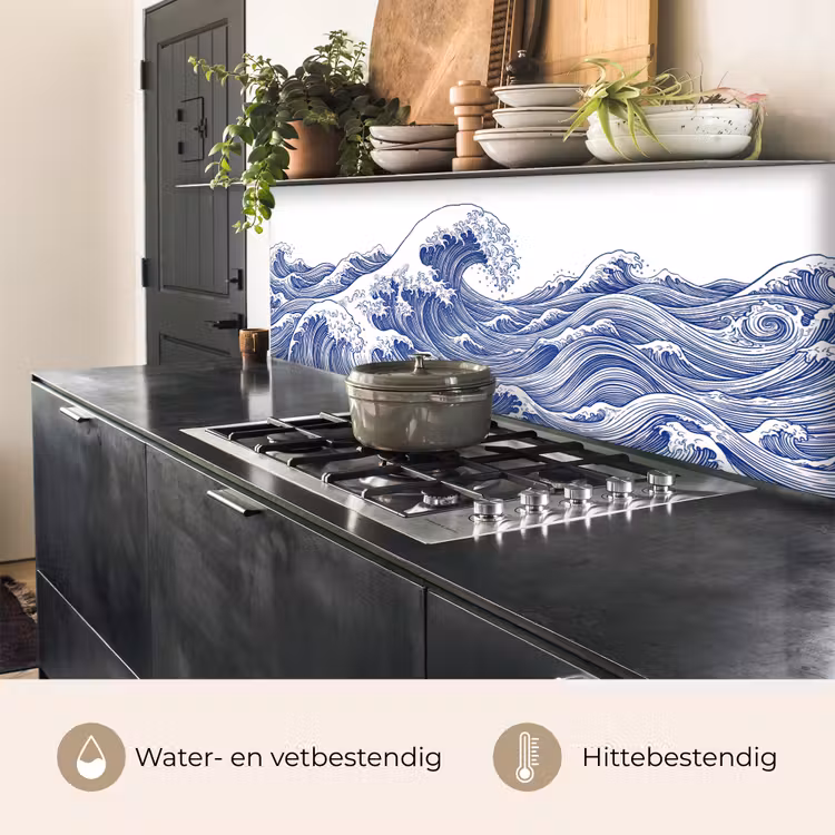 Keuken achterwand - Golf - Japans - Zee - Illustratie - Blauw — 5