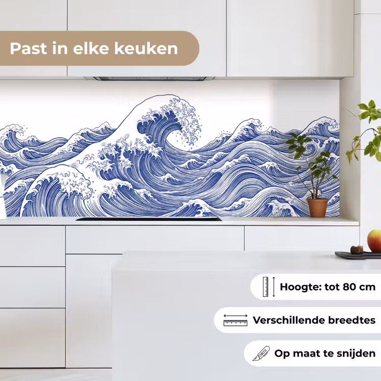 Keuken achterwand - Golf - Japans - Zee - Illustratie - Blauw — 7
