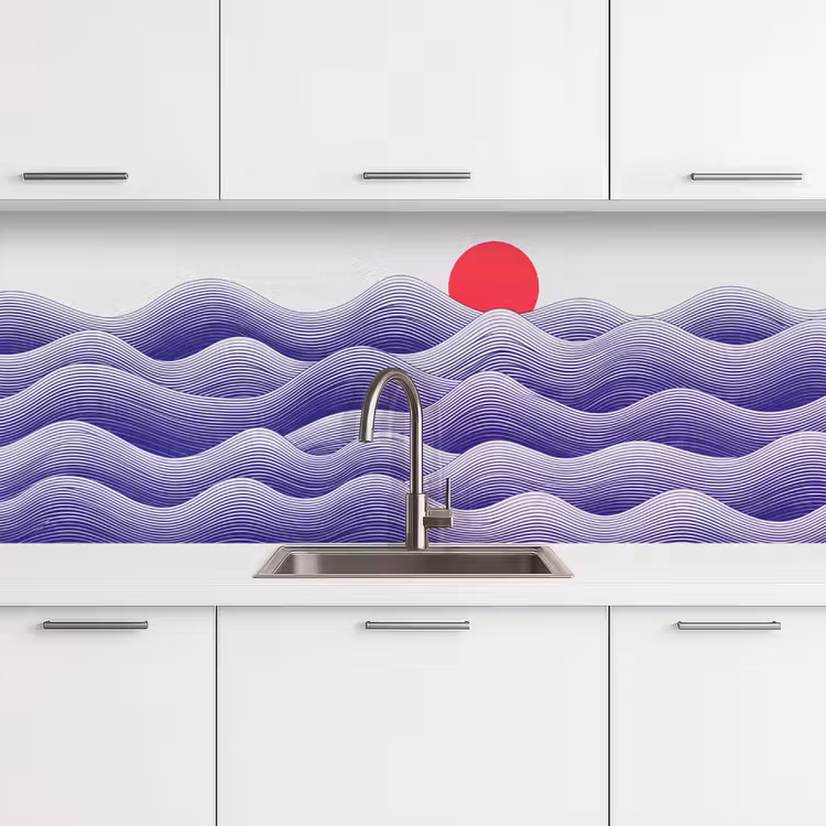 Keuken achterwand - Golven - Zon - Natuur - Abstract - Rood — 4