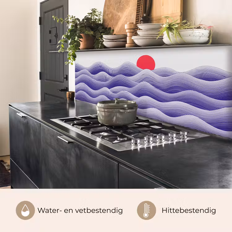 Keuken achterwand - Golven - Zon - Natuur - Abstract - Rood — 5