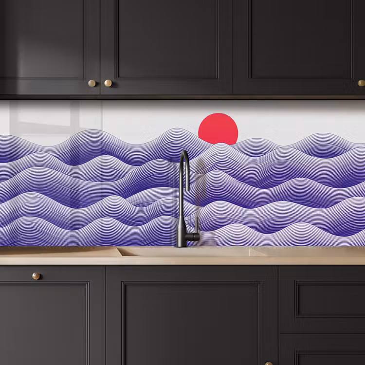 Keuken achterwand - Golven - Zon - Natuur - Abstract - Rood — 6