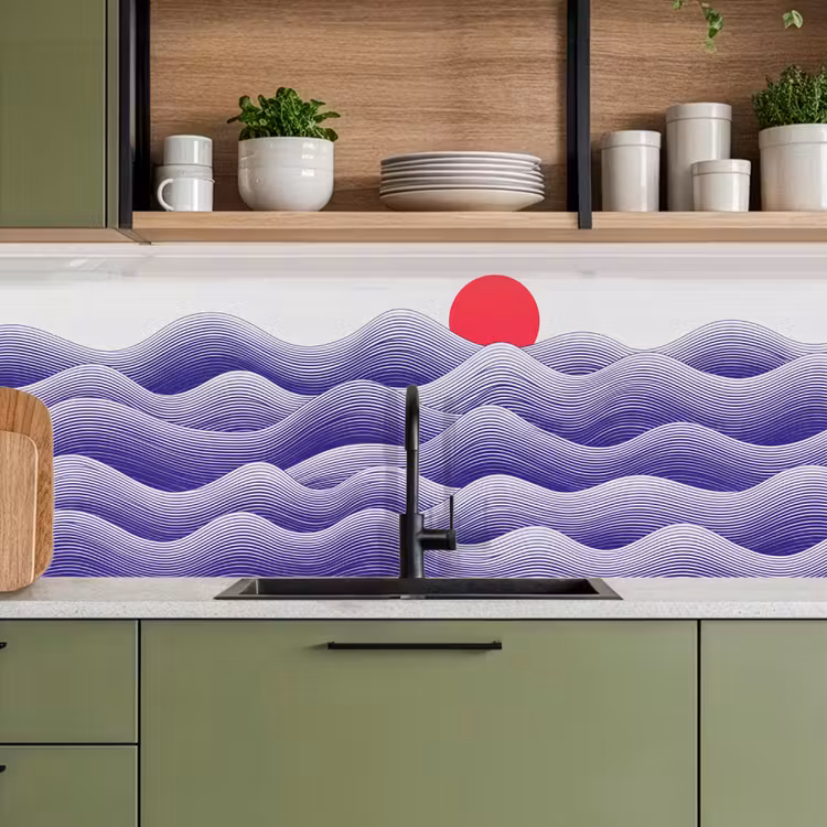 Keuken achterwand - Golven - Zon - Natuur - Abstract - Rood — 8