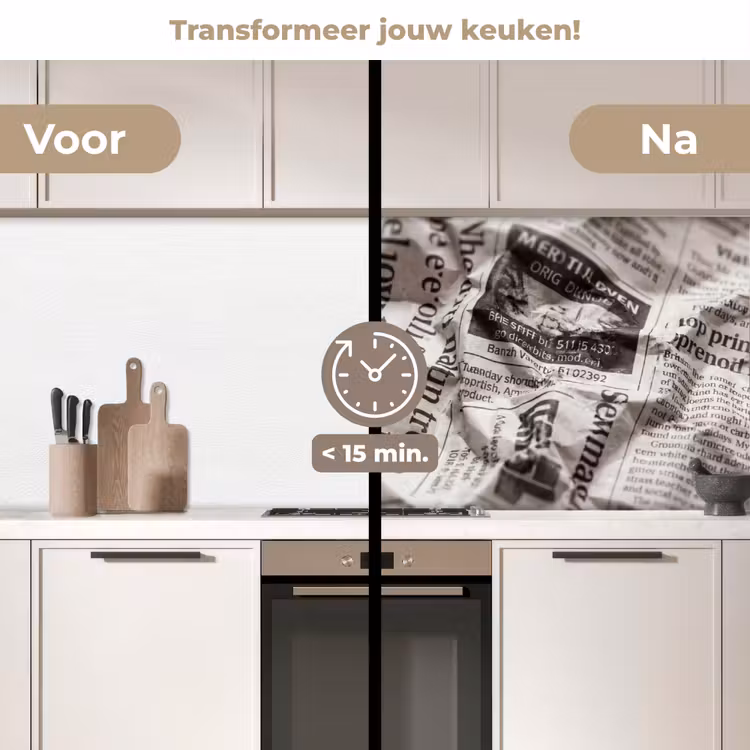 Keuken achterwand - Krant - Gekreukeld - Textuur - Vintage - Zwart-wit — 3