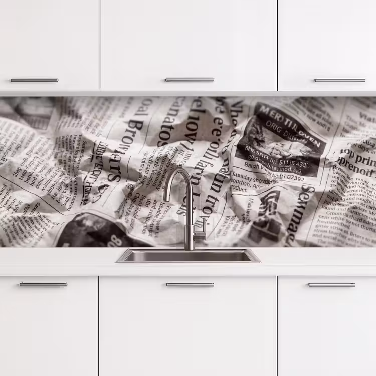 Keuken achterwand - Krant - Gekreukeld - Textuur - Vintage - Zwart-wit — 4