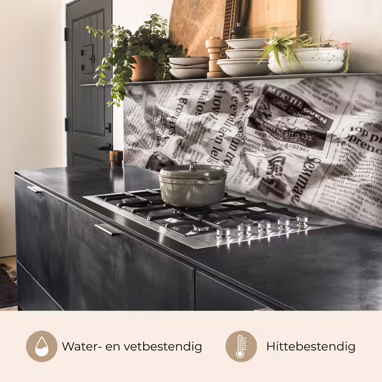 Keuken achterwand - Krant - Gekreukeld - Textuur - Vintage - Zwart-wit — 5