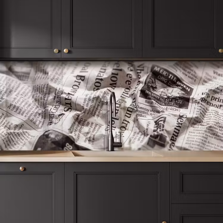 Keuken achterwand - Krant - Gekreukeld - Textuur - Vintage - Zwart-wit — 6
