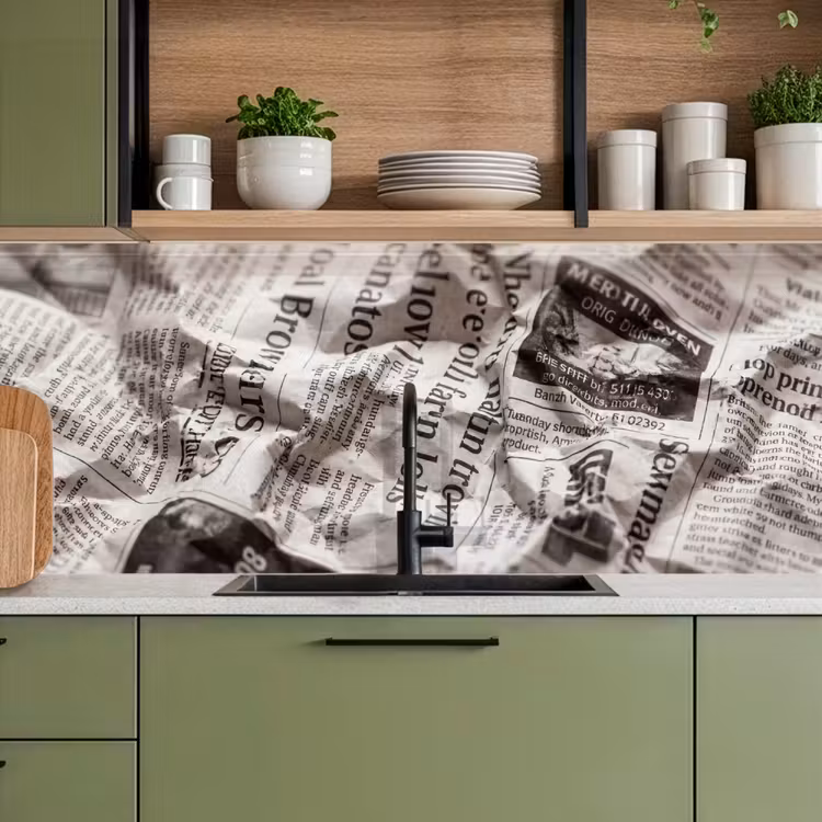 Keuken achterwand - Krant - Gekreukeld - Textuur - Vintage - Zwart-wit — 8