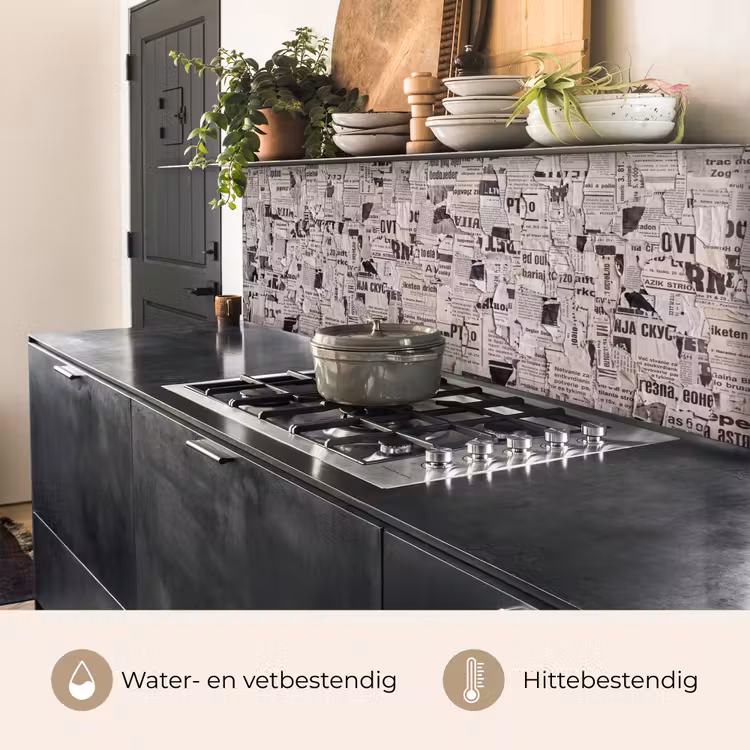Keuken achterwand - Krant - Gescheurd - Textuur - Abstract - Zwart-wit — 5