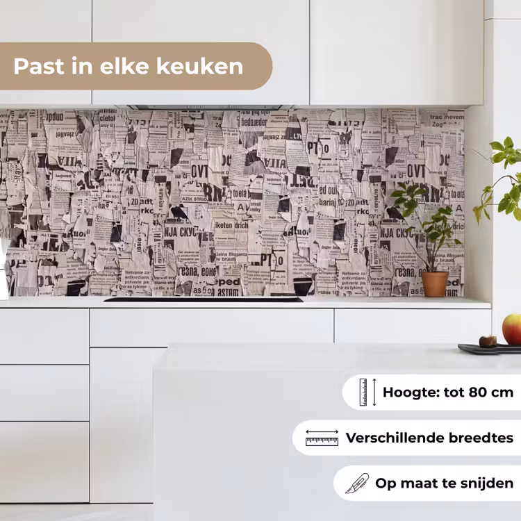 Keuken achterwand - Krant - Gescheurd - Textuur - Abstract - Zwart-wit — 7