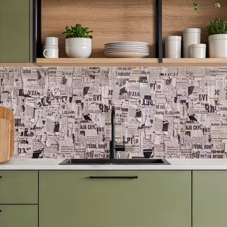 Keuken achterwand - Krant - Gescheurd - Textuur - Abstract - Zwart-wit — 8
