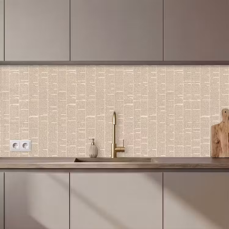 Keuken achterwand - Krant - Nieuws - Historisch - Vintage - Beige — 1
