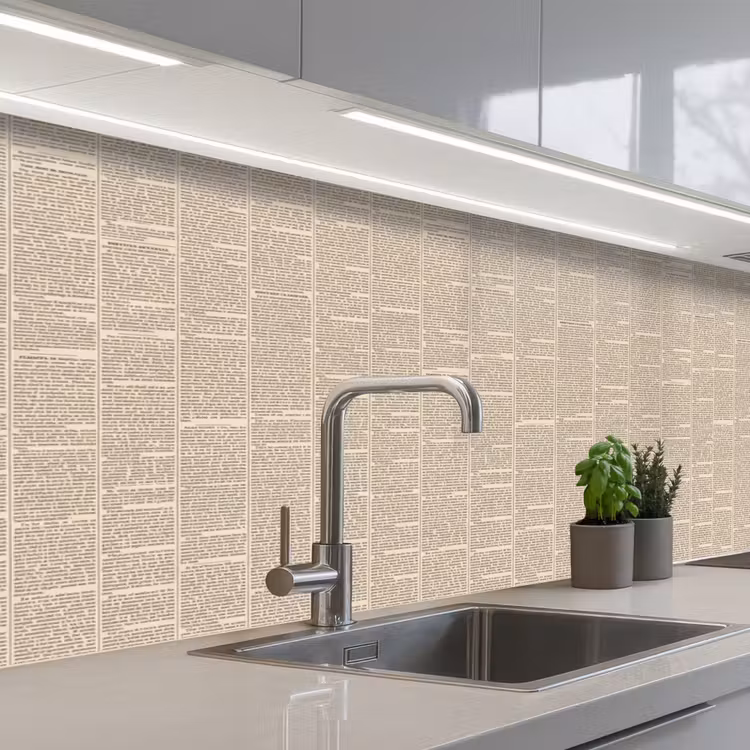 Keuken achterwand - Krant - Nieuws - Historisch - Vintage - Beige — 2