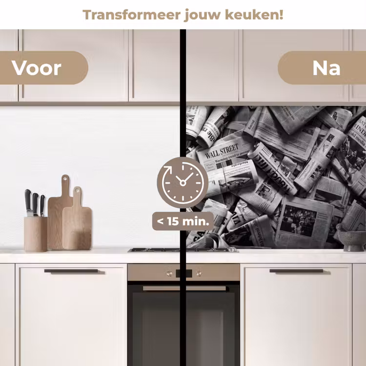 Keuken achterwand - Krant - Stapel - Nieuws - Zwart-wit — 3