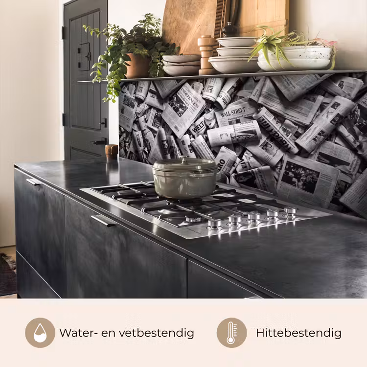 Keuken achterwand - Krant - Stapel - Nieuws - Zwart-wit — 5