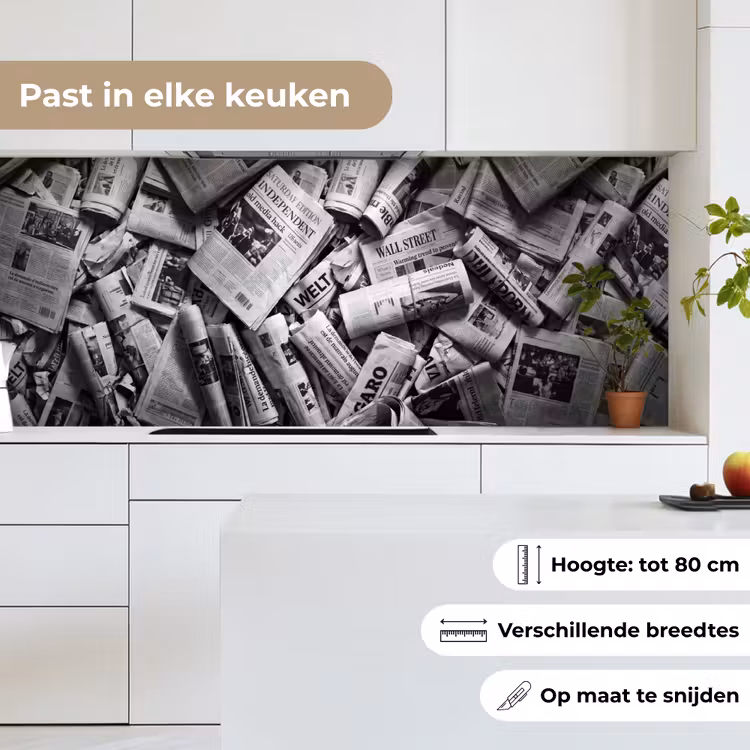Keuken achterwand - Krant - Stapel - Nieuws - Zwart-wit — 7