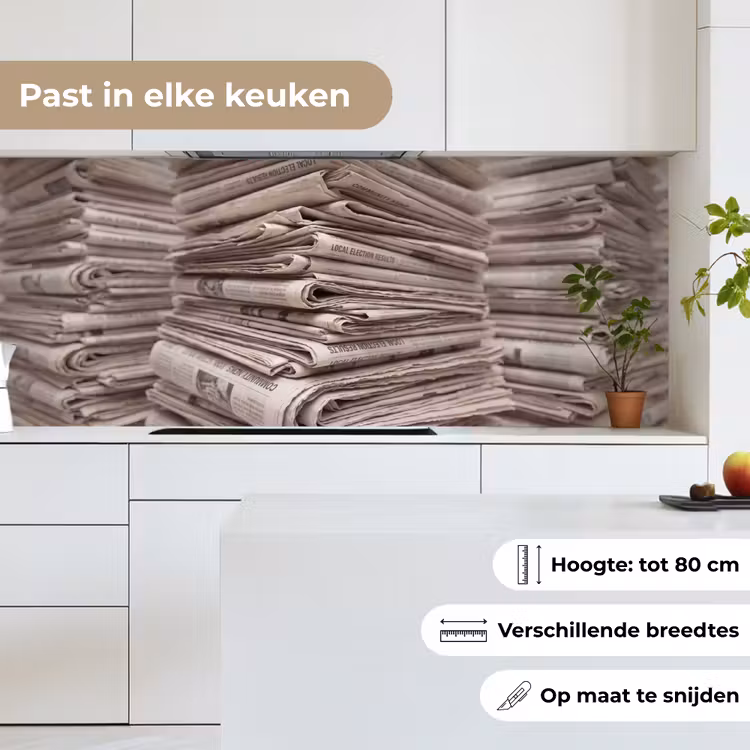 Keuken achterwand - Kranten - Stapel - Nieuws - Vintage - Beige — 7