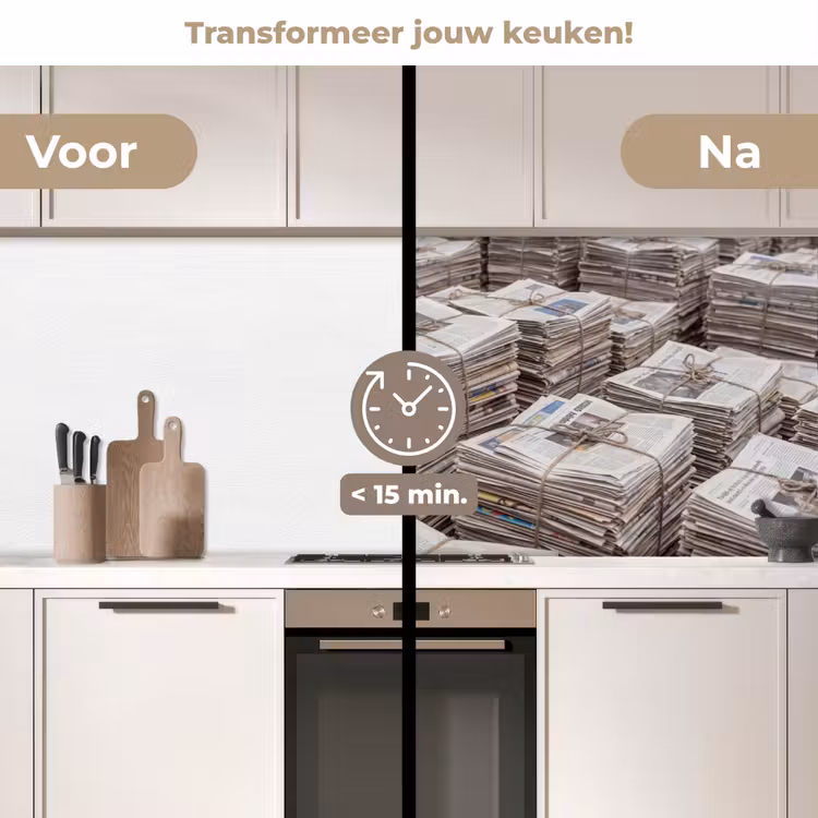 Keuken achterwand - Kranten - Stapels - Touw - Informatie - Vintage — 3