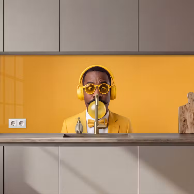 Keuken achterwand - Man - Bubblegum - Portret - Geel - Modern — 1